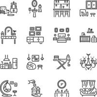 Set of Linear Style Home Interior Icons vector