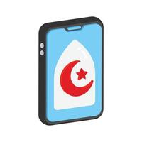 Smartphone with Islamic prayer app for Ramadan guidance and supplications vector