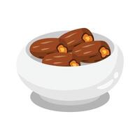 A bowl of dates, traditionally eaten to break the fast in Ramadan. vector