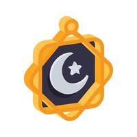 An amazing icon of a decorative pendant, showcasing a crescent moon and star vector