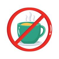 No coffee cup sign indicating abstinence from drinking during fasting. vector