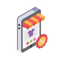 Creatively designed isometric icon of mobile shopping, premium vector