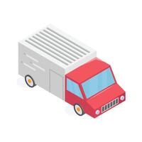 An isometric icon of delivery truck in trendy design style vector