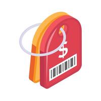 Retail price tag with barcode for product pricing and scanning. vector