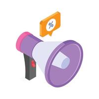 Loudspeaker with a discount badge for sale and promotion alerts vector