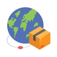 Globe with packages representing worldwide shipping and online shopping. vector
