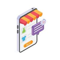 Smartphone with a notification for an online shopping purchase. vector