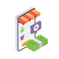 Get this amazing icon of mobile shopping in trendy isometric style vector