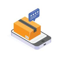 Online Order Confirmation with Positive Feedback on Smartphone vector