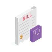 Digital bill receipt with a shopping bag symbol, ready to use vector