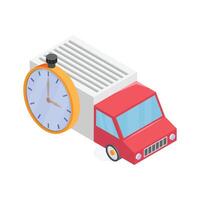 Truck with a clock representing fast shipping design vector