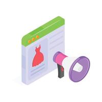 Digital shopping ad with a megaphone for promotions. vector