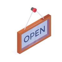 Hanging open sign for a store or online business vector