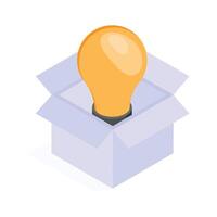 Light bulb inside a package representing innovation in e-commerce. vector