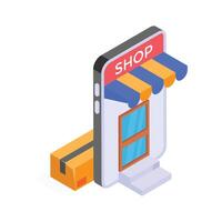 Get this amazing icon of mobile shopping in modern design style vector