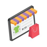 A computer screen showing a clothing store website. vector