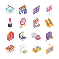 Get this amazing shopping ecommerce icons set in isometric style vector