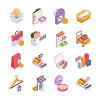 Get this amazing ecommerce and retail business process isometric icons in trendy design style vector