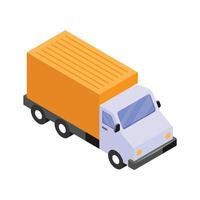 An isometric icon of delivery truck in trendy design style, vector
