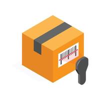 Isometric icon of a Barcode Scanner Scanning a Package vector