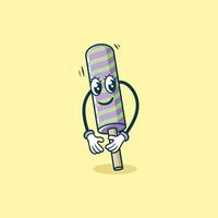 Happy Striped Ice Cream Popsicle Cartoon Character vector