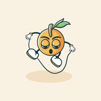 An orange character joyfully jumping rope vector