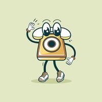 A Friendly Retro Telephone Character Waves Hello vector