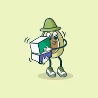 Avocado Character Carrying Boxes Cheerfully vector