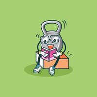Kettlebell Character Reading a Book Enjoyably vector