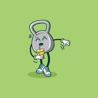 Kettlebell Character Enjoys Refreshing Beverage Break vector