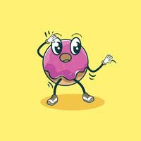 A Surprised Donut Character Walking Joyfully vector