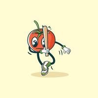 A Cartoon Tomato Character Holds a Bat vector