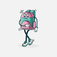 Anxious Backpack Character Walking Slowly vector