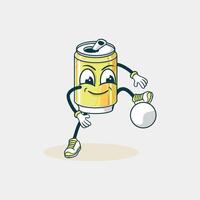A Happy Soda Can Character Plays Ball vector
