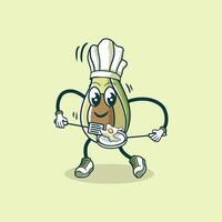 An Avocado Chef Cooks A Sunny Side Up Egg vector
