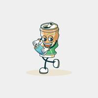 A Happy Crushed Can Character Carries Another Can vector