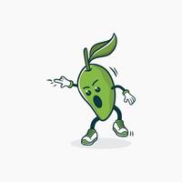 A Surprised Green Mango Character Dances Joyfully vector