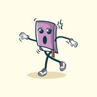A Surprised Book Character Runs Away In Fear vector
