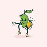 A Happy Mango Cartoon Character Dancing Joyfully vector