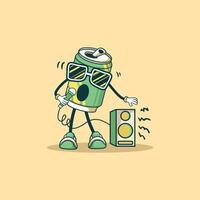 A Soda Can Character Sings Into A Microphone vector