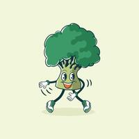 A Happy Broccoli Character Dances Joyfully vector