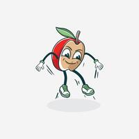 A Happy Apple Character Joyfully Jumps In The Air vector