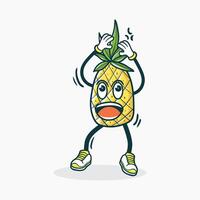 Anxious Pineapple Character Holds Its Head vector