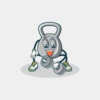 Kettlebell Character Lifting Weights During Workout vector