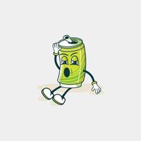 Tired Soda Can Character Sitting On The Ground vector