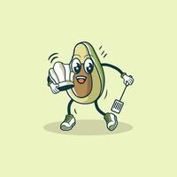 A Cartoon Avocado Chef Holds A Chefs Hat And Spatula vector