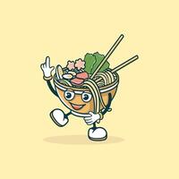 Happy Noodle Bowl Character Makes A Point vector
