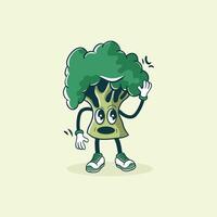 Anthropomorphic Broccoli Character Expressing Surprise vector