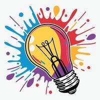 Artistic Idea Concept Light Bulb with Paint Burst vector