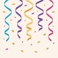 Golden and Multicolor Ribbons with Confetti Background vector